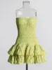 Twotwinstyle Designer Mini A Line Line Dresses Slicfeless High Weist High Recled Ruffles Hem Elegant Simling Fype 240416