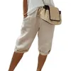 Femmes shorts de style vintage Pantalon de serrage en vrac lâche pour les dames, taille élastique respirante avec poches une garde-robe 240428