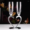 Casas de vinos Boda creativa Boda Heart Corazón plateado Cristal Cristal Flautas de fiesta de San Valentín Regalos