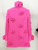 Robes décontractées à la main robe rose fleurie 3D 2024 Fashion Celebrity Temperament à manches longues Mini fête noire