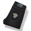 メンズジーンズデザイナージーンズファッションブランドカジュアルエラスティック刺繍ブラックスリムフィットスモールストレートチューブパンツファッショナブルメンズ6GX5