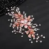 Headpieces Rose Gold Floral Bride Wedding Vintage Head Piece For Women Handmade Bridal Hair Clip Party Prom Accessories Jewelry