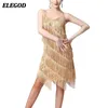 Stage Draag volwassenen Latin Dance Dress 1920s Pailletten Tassel For Women Gatsby Cocktail Tango Ballroom Dancing Kostuum Plus Maat