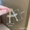 2024 INS TOP Sell Dangle Pendientes Joyas de lujo 925 Sterling Plata redonda Redonda Topacio Cz Gemstones Diamond Party Women Wedding Cross For Mother Gift