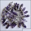 Charms charms rand Amethyst pelare naturlig sten chakra helande pendum hexagonalt prisma pendell diy halsband öron carshop2006 dhia5 dr dhufj