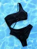 Women's Swimwear Sexy One Piece Women Swimsuit Tummy Control Swimwear 2023 New Hollow Out Criss Cross Ring Linked Backless Bathing Suit Monokini Y240429