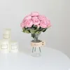 Kwiaty dekoracyjne 30 cm różowe różowe jedwabne piwonia sztuczny bukiet 5 Big Head 4 Bud Fake Floral for Vase Home Pokój domowy Dekoracja ślubna