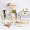 Organizator kosmetyczny szklany taca Dekoracja dekoracji luksusowa złota biżuteria i kosmetyki organizator makijaż pudełko nordyckie vintage Q240429