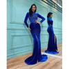 Casual Dresses Cutubly Autumn Royal Blue Formal Gown and Evening Velvet Sequin Ruched BodyCon Split Robe 2024 Elegant Shiny Party Dress