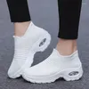 Casual Shoes 2024 Women's Sports Socks And Sneakers Fashion Thick Sole Air Cushion Elevated Slope Heel Rock