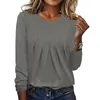 Women's Blouses Women Loose Fit Top Soft Breathable Lady's Pleated Pullover Simple Style Skin-friendly Shirt Blouse For Fall