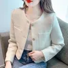 Rimocy Koreańska moda Tweed Tweed Cropged Tacets for Women Spring Cold Necka Chicka Kobieta Beżowa JUSZCZAŁA JUSZCZĄCE KOBIETA 240423