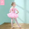 Portez une robe de ballet pour enfants à manches longues en velours doux et en jupe de gaze rose pour les jupeaux de pratique de danse des filles