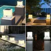 Luzes solares de postagem solar Lâmpadas de coluna do jardim de jardim ao ar livre