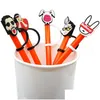 Drinking Straws Custom Bad Bunny Etc Pattern Soft Sile St Toppers Accessories Er Charms Reusable Splash Proof Dust Plug Decorative 8Mm Otmyo