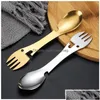 Vorken draagbare MTI Tool Flatware Can Opener Camp Spork bestek gebruiksvoorschriften Picknick roestvrijstalen tafelwerk vork lepel LX4980 DRO DHXFT