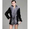 Nouvelle veste de fourrure de vison authentique plus taille réel de vison de vison manteau de fourrure femme039s réel vêtements de fourrure collier de renard entier