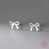 Stud Earrings 925 Sterling Silver Hollow Bowknot For Women Sweet Punk Screw Korean Style Earring Piercing Jewelry Pendientes