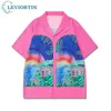 Streetwear shorts Suits pour hommes HARAJUKU Shirts surdimensionnés Short Setts Pink Hawaiian Holiday Casual 2 pièces Tenues Unisexe 240428