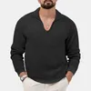 Camisetas para hombres Flip Collar V-Neck de moda Fit Slim Fit Waffle Waffle Camiseta Autumn Autumn New Base Clothing Man's Man Polos Tops