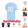 24/25 Ev Futbol Jersey de Bruyne Haaland Mans Şehirler Sterling Mahrez Foden De Bruyne Fan Oyuncu Sürüm 2023 2024 Futbol Üstleri Gömlek Çocuk Kiti Setleri Ekipmanları