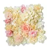 Dekorativa blommor 38cmx38cm Artificial Flower Wall Panel Romantisk Silk Rose Floral Screen Hortangea Bakgrund för bröllopsfestdekor