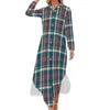 Casual Dresses Retro Plaid Print Chiffon Dress Red and Green Elegant Stylish Ladies Sexiga mönsterkläder Big Size 5xl 6xl