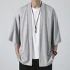 Etniska kläder Summer Men's Lightweight Kimonos Traditionell japansk Male Open Front Cardigan Cloak Haori Yukata Jacket Black Black