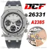 DCF 26331 CAL A2385 Automatic Chronograph Mens Watch White Textured Panda Dial Stick Markers Black Rubber Super Edition PTPA Puret4885205