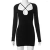 Casual Dresses 10 Bulk Items Wholesale Lots Spring 2024 Long Sleeve Draw String Mini Dress Sexy Y2k Bodycon Clothes For Women K12711