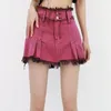 Skirts Rose Red Sexy Party Denim Skirt Women Summer Vintage Streetwear Mini Female Korean Designer Tassel Retro Hight Waist