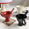 Mugs 2024 Korea Style Ins Mug And Spoon Coffee Tea Cup Fashion Ceramics Milk Cups Porcelain Tableware Gift