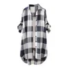 Dames blouses vrouwen casual plaid katoenen shirt mode oversized losse knop buitenkleding tuniek blouse vrouwelijke lange mouw strand zon tops