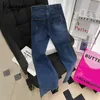 Women's Jeans Sequins Studded Rhinestone Trumpet Women Shaping Skinny Stretch Flared Denim Ninth Trouser Korean Frayed Ankle Length Pant