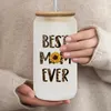 Mama Ever Glass Cups 16 uncji kawa z bambusowymi pokrywkami i słomką matkę wodną miseczki zimowe napój 240429