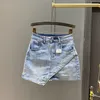 Spódnice Nieregularna, krótka spódnica z wysokim pasażem dla kobiet antylśnieniowych lato 2024 A-line Slim Wrap Hip