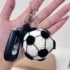 Keychains Lanyards Creative Soccer Crochet Keychain Handmade Woven Basketball Boys Bag Pendant Car Key Wholesale Couple Gifts 2024 Q240429