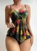 Frauen Badekleidung Badeanzug Frauen 2024 Druck und solide Schlinge zweiteilige sexy Hochtaille Sommer Tankini Strand tragen Badeanzug weiblich