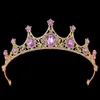 Tiaras Koreli Sevimli Tatlı Gelin Taç Mor Kristal Tiara Kadın Kızlar Prenses Parti Elbisesi Tiara Elegant Queen Gelin Kıyısı