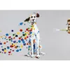 Obrazy kreskówki pies zwierzęcy z kolorowcem bąbelkowym ręcznie malowany obraz olejny na płótnie Mural Art Picture do domu do salonu ściana deco dhgnk