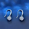 2ct Center 6.5mm D-E-F Color Heart Arrows Cut Moissanite Drop Earrings with Accents 925 Sterling Silver for Women