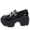 Damen Ketten Kettenschuhe für Frauen mit 7 cm klobiger Vater Sneakers Damen Mary Jane Plattform Leder Casual Schuhe 240428