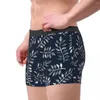 Unterhose weiße Blätter auf der Marine Eine handgemalte Muster Baumwollhöhe Herren Unterwäsche Print Shorts Boxer Slips