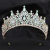 Tiaras di lusso verde opal cristallo fiore goccia goccia di tiara femminile festa di matrimonio eleganti accessori per capelli a corona da sposa da sposa