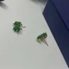 Boucle d'oreille Swarovski Designer Femmes de qualité originale Charme de mode de luxe Green Lucky Grass Oreilles Élément Femelle Crystal Clover Boucles d'oreilles