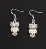 Boucles d'oreilles d'oiseau hibou 925 Crochet d'oreille de poisson en argent E991 40pairslot antique argent pedance lustre 11x36mm8491348