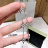 Designer Original 1to1 vancllf Luxury Jewelry High version four leaf clover six flower bracelet full diamond mini 18K platinum inlaid light luxury live broadcast