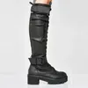 Stivali da donna alta coscia nera punk punk goth sexy woman piattaforma moto stivale boot tacchi tacchi di grandi dimensioni 43