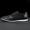 Casual Shoes Summer And Autumn Genuine Sports Flat Bottom Crocodile Belly Leather Men's Walking Male Boat Sneakers Sport Men