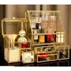 Cosmetische organizer badkamer organizer/stapelbare 2-delige ladeset opslag/antieke aanrechtkoppeltafel make-up doos spiegel ss schoonheid display Q240429